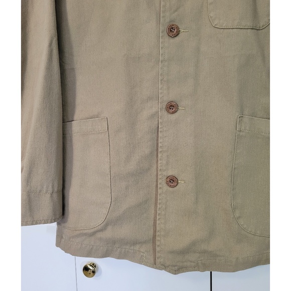 100% Cotton Twill Tan Beige Khaki Coat Jacket Utility Blazer, Men's M - Picture 4 of 11